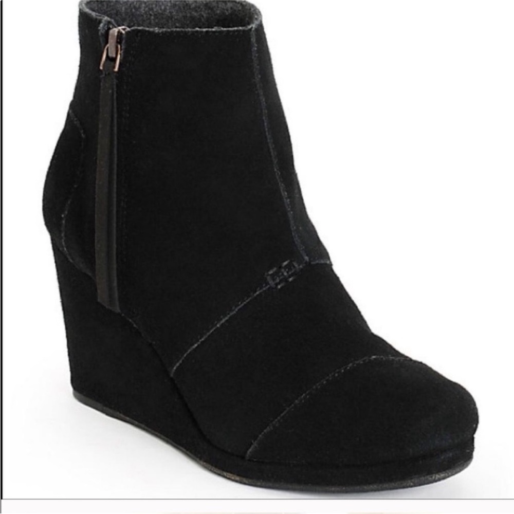 Tom’s Desert Leather Suede Wedge Ankle Booties